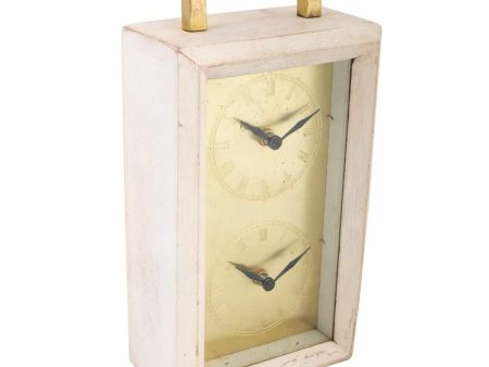 Table clock Alexandra House Living Brass Glass Iron Mango wood 9 x 30 x 15 cm Cheap